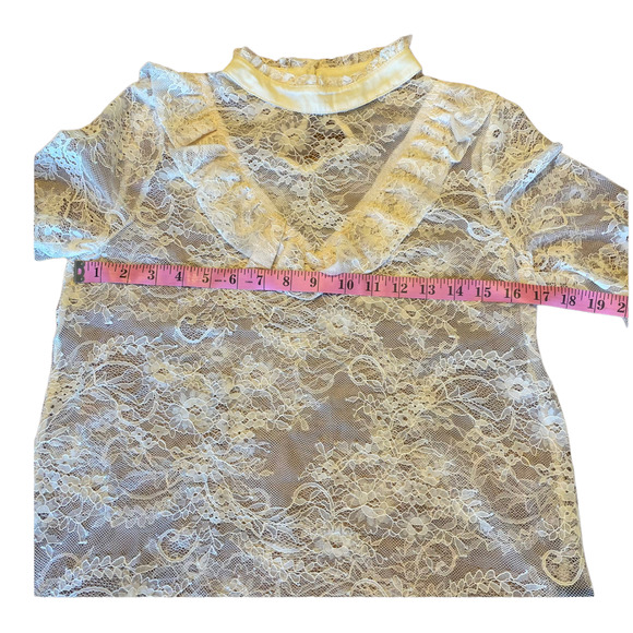 Womens Lace See Through Blouse - Picture 3 of 9